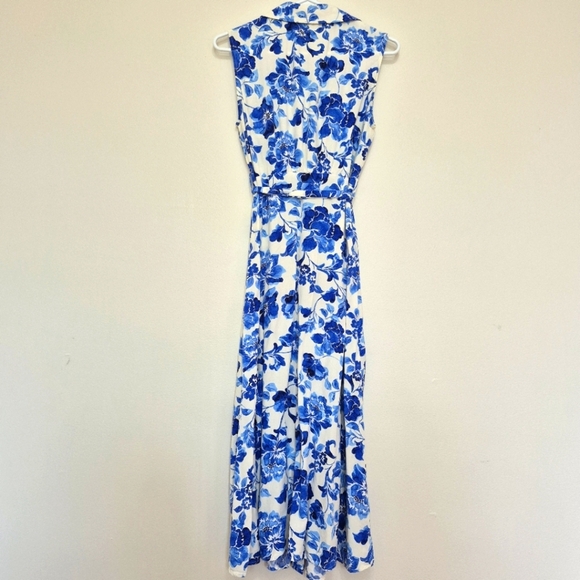 Mango Blue & White Floral Sleeveless Maxi Dress – Size Small (US 4) - Picture 6 of 7